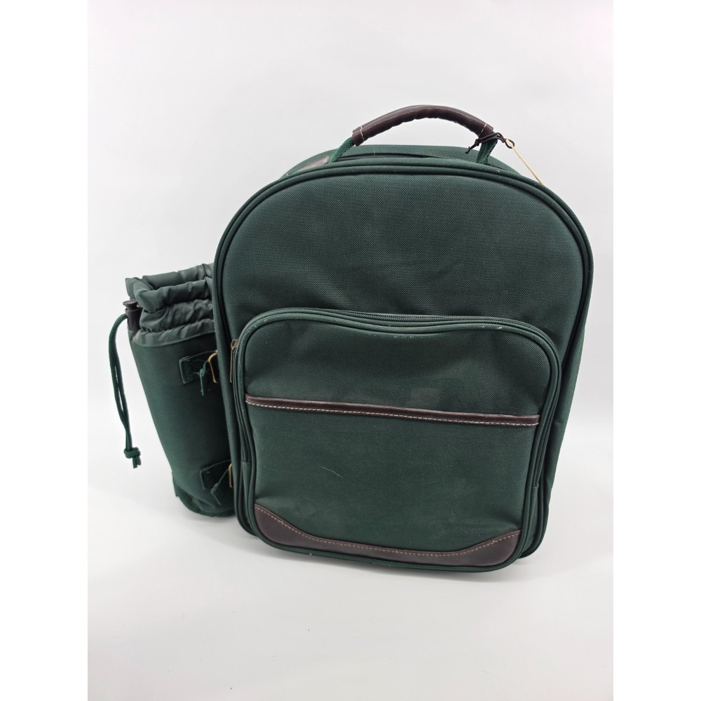 Picnic at Ascot Forest Green Picnic Backpack for 2 Full Set Cooler Wine Holder
